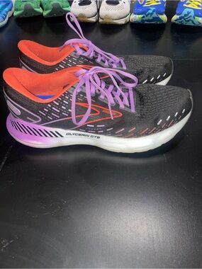 Brooks Glycerin GTS 20 womens running shoes black bellflower fiesta sneaker 10.5